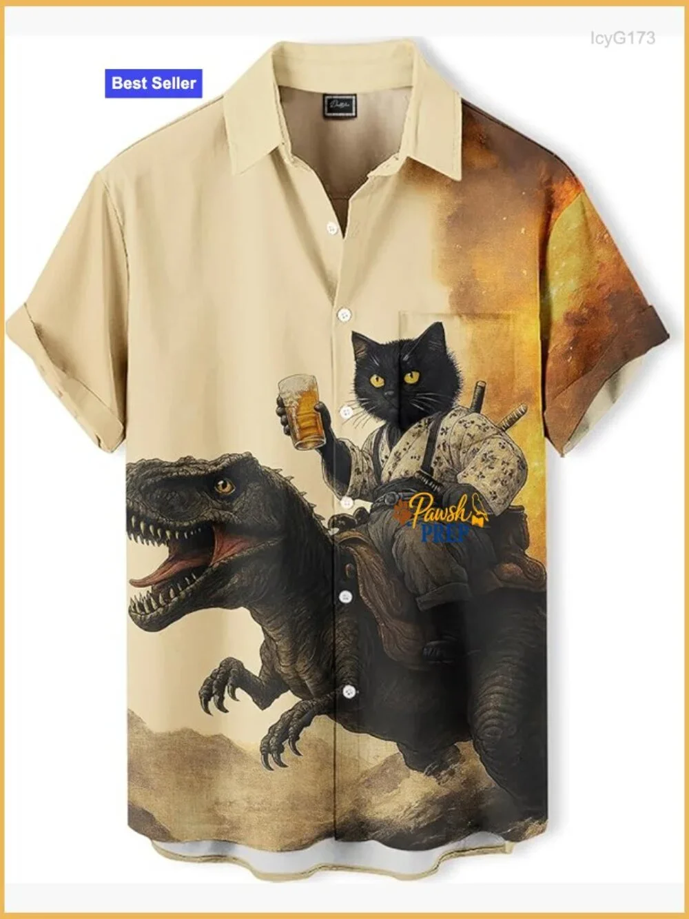 Men's Regular Fit Hawaiian Casual Button Down Shirt Short Sleeve Polyester